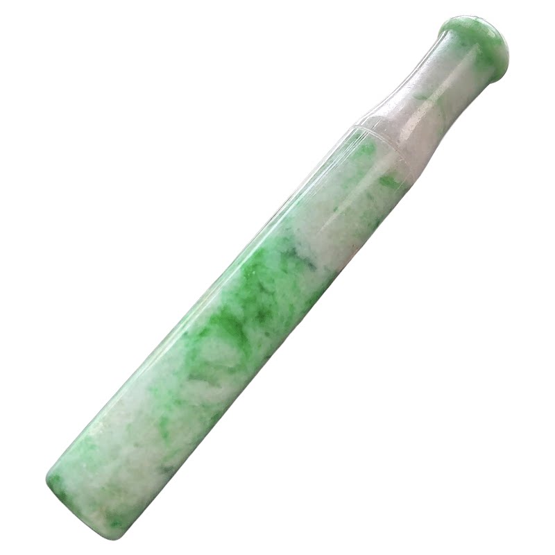 缅甸天然翡翠A货飘阳绿烟嘴烟管