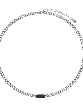 钛钢男女黑色磨砂吊坠项链