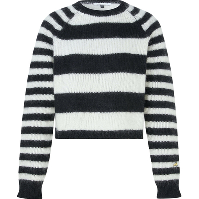 【折扣】Bella Freud男女同款秋冬条纹马海毛长袖混纺毛衣