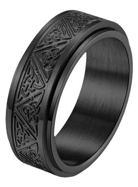 时尚凯尔特三角结可转动戒指潮