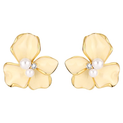 一撇一捺YPYN奶油鸢尾耳钉花朵耳环金色度假风耳饰2025年春季新品