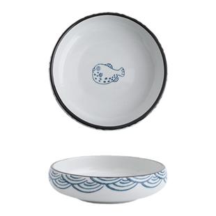 日式家用陶瓷5寸泡菜碟子咸菜碟小吃凉菜碟蘸碟调味碟酱油碟商用