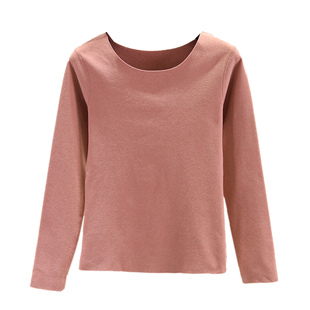 加绒无痕贴身T恤女双面德绒加厚打底衫大码修身秋衣棉质保暖上衣