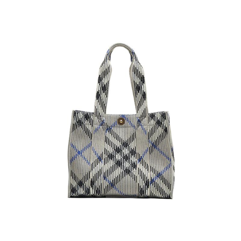 【自营】BURBERRY/博柏利女士斜格纹托特包Tote包购物袋手提包
