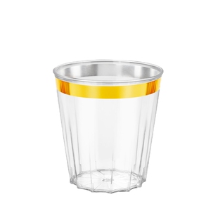 喇叭花300ml一次性杯子航空杯烫金烫银香槟杯香菱硬塑PS招待定制