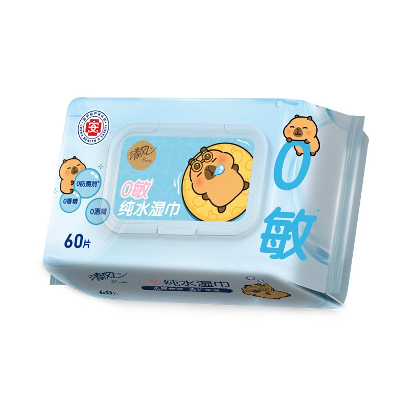 清风卡皮巴拉湿厕纸60片6包