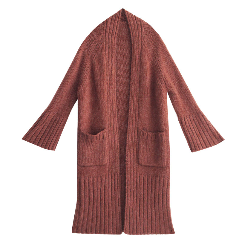 秋季毛针织衫女加厚长款毛衣外套