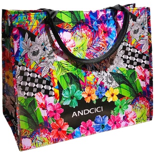 欧美防水拉链学生装书拎文件小号饭盒包大容量手提环保购物袋女包