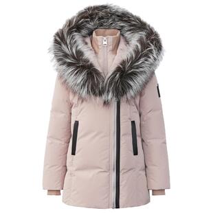 MACKAGE女童 LEELEE中长款可拆卸V型毛领羽绒保暖羽绒服外套上衣