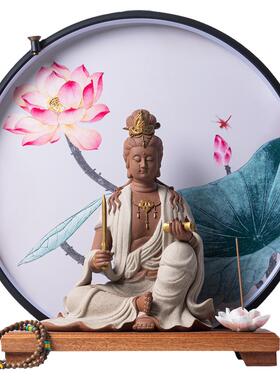 禅意摆件文殊菩萨倒流香炉
