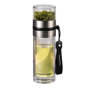 富光双层大容量玻璃杯茶水分离泡茶杯便携随手杯茶杯过滤网水杯子