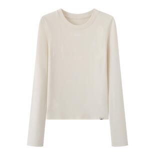 画风drawwind2026春季新款纯色长袖T恤女基础圆领百搭休闲打底衫