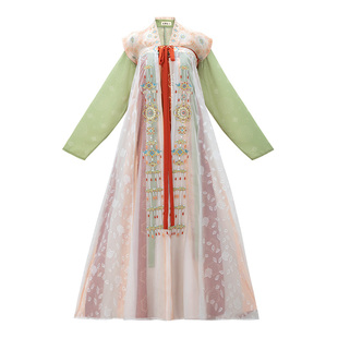 花朝记汉服原创 琥珀光 千里共婵娟系列唐制复原款齐胸背子交窬裙