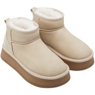 【王小毒】栗冬拿铁●厚底雪地靴女拼接反绒防滑加绒保暖毛毛棉靴