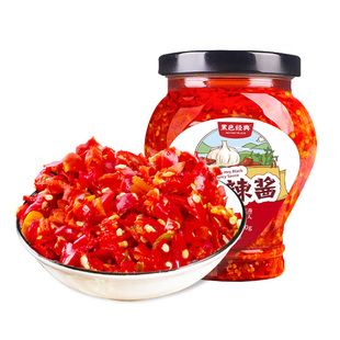 黑色经典香辣酱蒜蓉辣椒酱手工自制小米辣剁椒下饭拌饭酱罐装450g