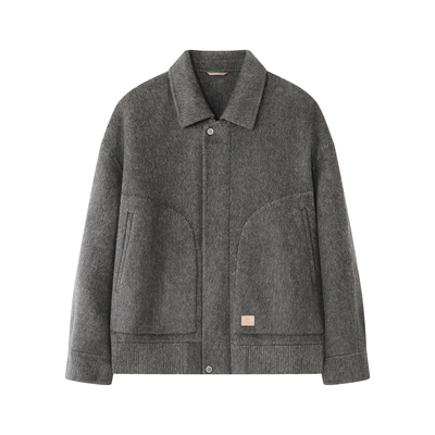 美丽诺羊毛双面毛呢翻领羊毛夹克