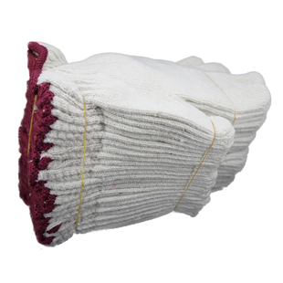 包邮劳保棉纱尼龙手套 加长加厚棉线白手套耐磨防护开发票