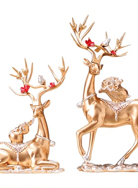 新中式鹿摆件暖居高档轻奢