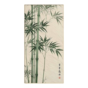 节节高升客厅大白墙装饰画新中式玄关入户正对门挂画竹子茶室壁画