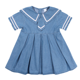 女童连衣裙儿童裙子夏装新款女孩薄款牛仔短袖童装大童洋气公主裙