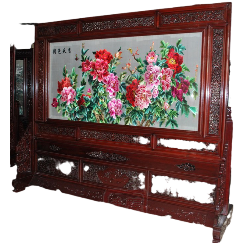 222*266特大横幅红花架子苏绣
