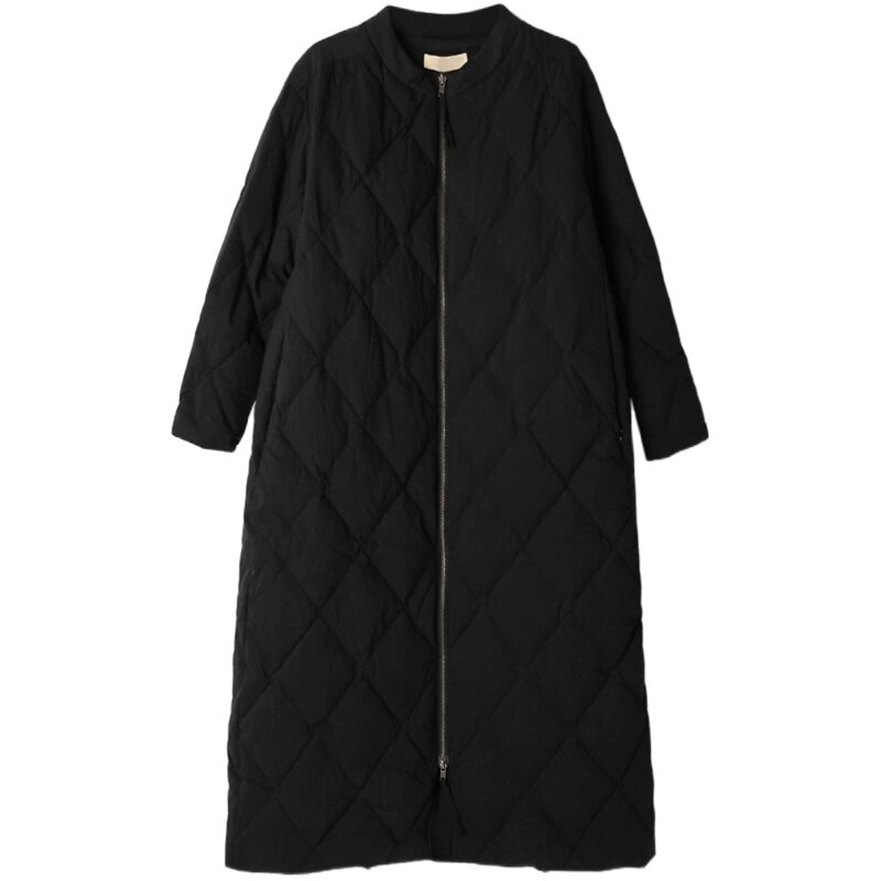 巴黎秀款名媛棒球白鹅绒长羽绒服