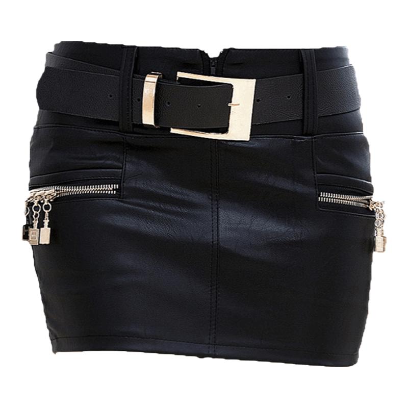 韩范性感显瘦超短裙皮包裙女春秋款包臀皮裙半身裙修身一步裙皮尤