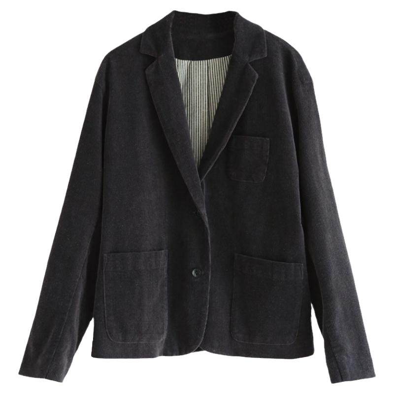 秋冬款文艺复古100%全棉灯芯绒宽松上衣修身显瘦微弹西装西服外套