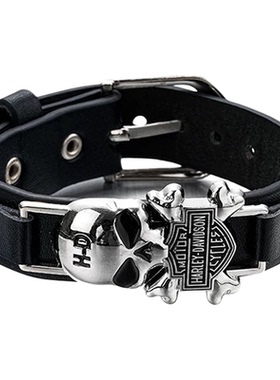 复古骷髅头皮带扣手链男女潮流个性小众设计手环霸气朋克嘻哈手饰