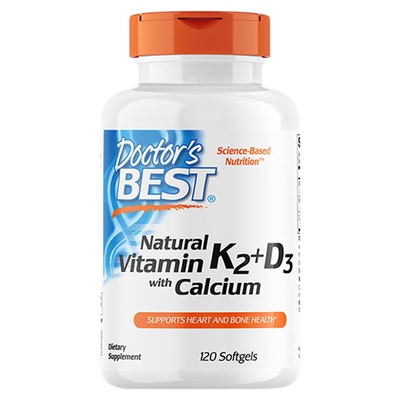 【假一罚十】Doctor's Best多特倍斯维生素K2钙D3软胶囊120粒