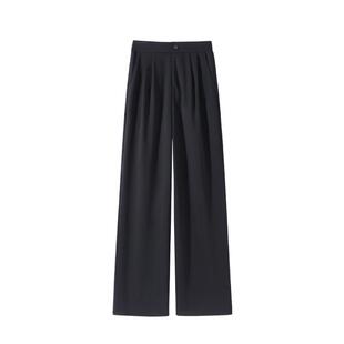 班尼路S&K系列黑色西装裤女夏2026新款高腰直筒小个子休闲阔腿裤H