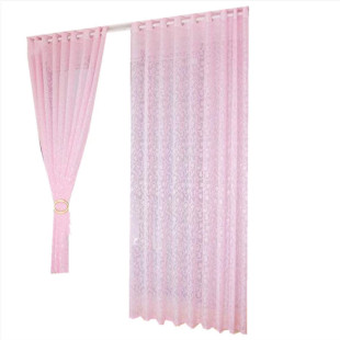 粉色窗帘纱帘透光不透人阳台客厅飘窗遮光提花纱帘卧室窗纱隔断帘