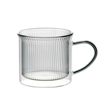 巢牧双层高硼硅玻璃咖啡杯带把手