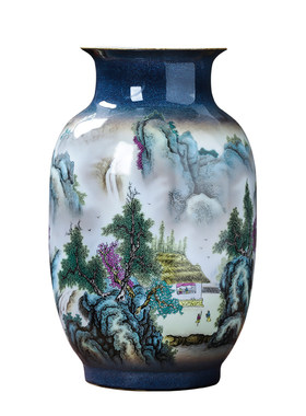 景德镇陶瓷器中式风插花冬瓜瓶