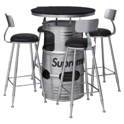 工业创意铁艺油桶高吧台桌椅