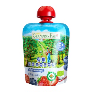 爷爷的农场宝宝辅食原装进口有机果泥苹果草莓蓝莓泥85g*1袋