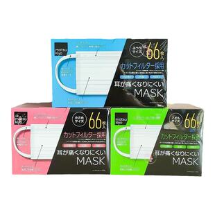 现货matsukiyo松本清防尘口罩66枚盒粉色小号蓝色中号绿色小孩用