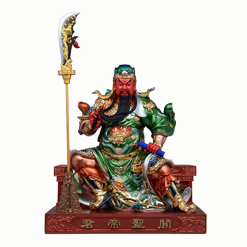 典藏坐关公像武财神关二爷招财供奉摆件16寸19寸关羽关帝圣君神像