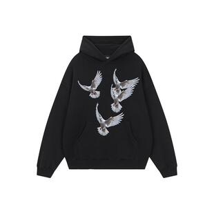 GENTNOBKIN 23AW和平鸽连帽卫衣男士秋冬水洗做旧宽松重磅上衣服