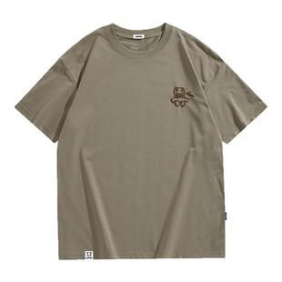 HiPanda你好熊猫美式复古短袖T恤男士夏季薄款潮牌宽松打底衫GH