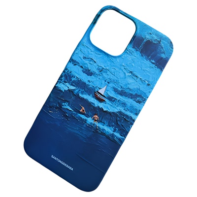 三筒的爸爸蓝色海洋原创磨砂磁吸苹果16手机壳情侣双层iphone15promax/14/13/12/11适用华为mate60pro/p70
