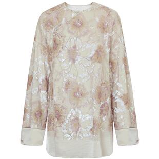 COCOBELLA奢感亮片提花珠绣新中式盘扣上衣国风假两件外套SC3223