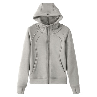 骆驼小蛮腰外套女2026春季针织加绒连帽卫衣收腰显瘦收腰修身开衫