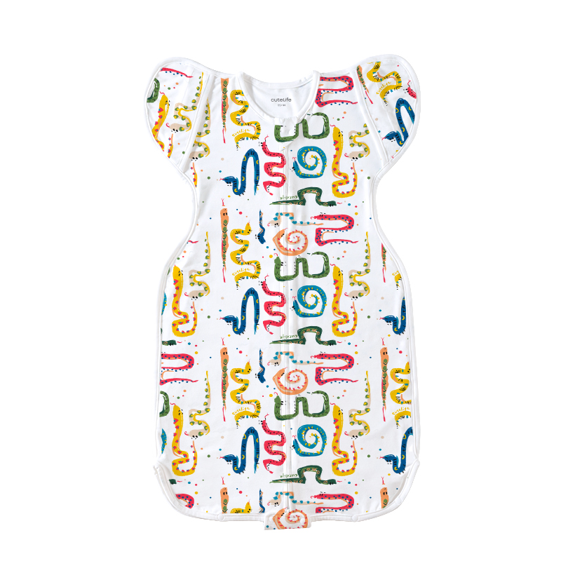 cutelife马年新生儿防惊跳睡袋竹棉投降式婴儿0-6月小月龄宝宝A类