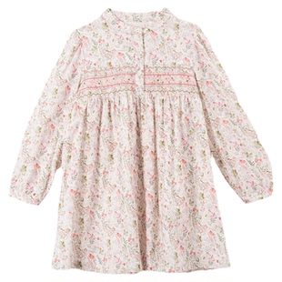 Mitti童装秋冬季女童纯棉碎花连衣裙洋气儿童小立领绣花衬衫裙