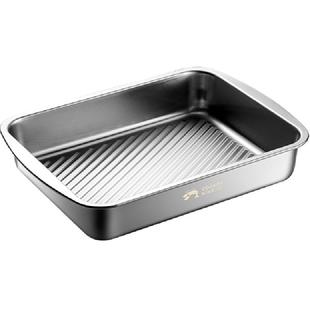 炊大皇304不锈钢盘肠粉蒸盘龙虾盘盘子凉皮盘家用托盘方盘可加热