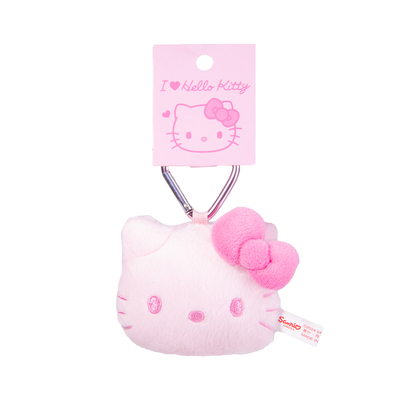 【正品】日本hellokitty黑粉色毛绒爱心扣大头蝴蝶结小挂件捏捏