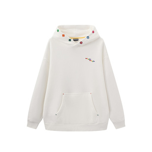 wigglewiggle26年笑脸花个性时尚字母印花连帽卫衣男女款上衣