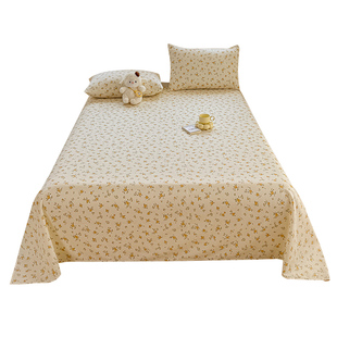 无印良品印花床单单件纯棉100全棉裸睡A类家用被单大学生宿舍床罩