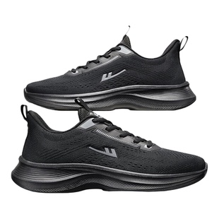 回力青少年运动鞋男初中学生专用跑步鞋减震轻便软底超轻黑色男鞋